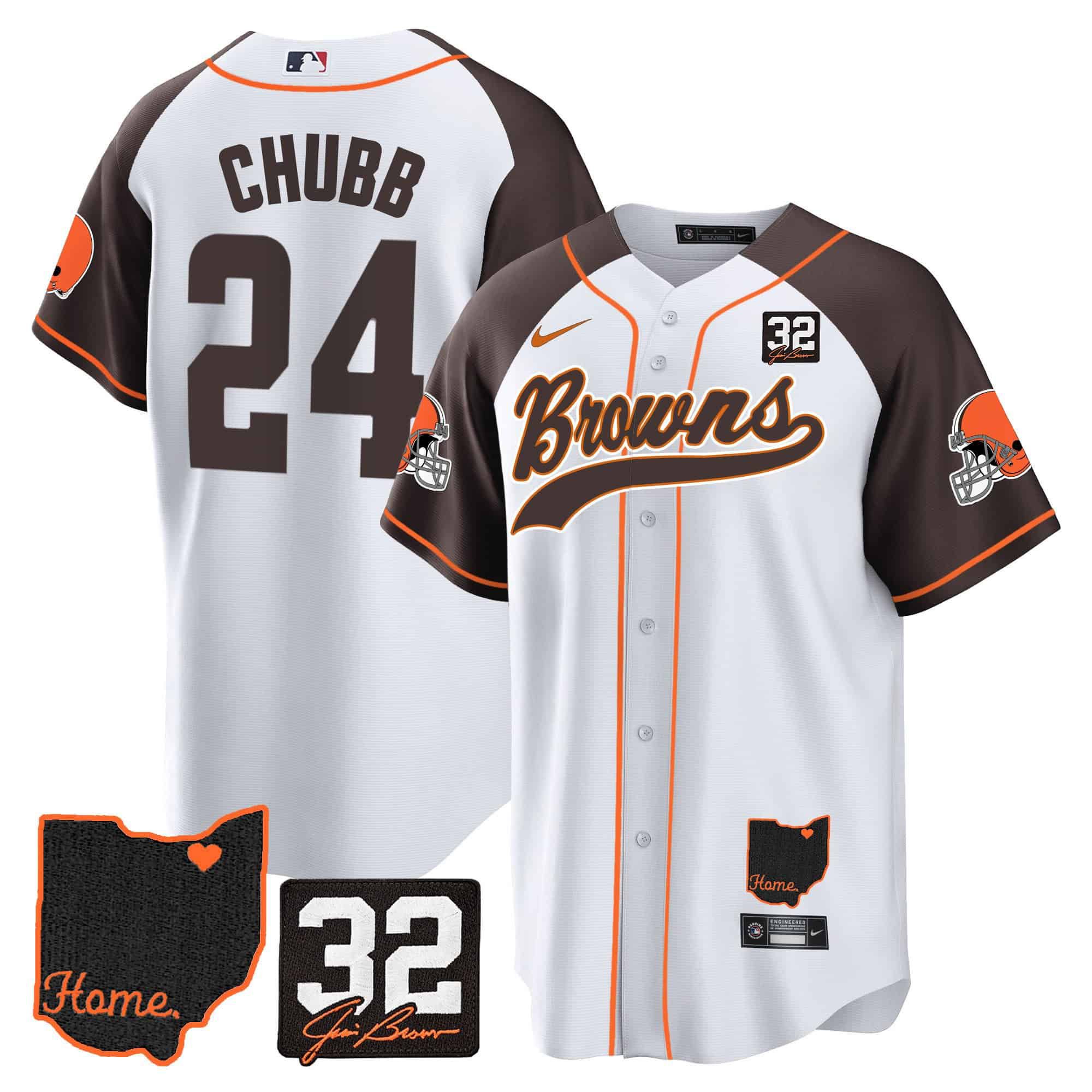 Men Cleveland Browns #24 Chubb White Memorial Home Patch Baseball 2024 Nike NFL Jersey style 1->indianapolis colts->NFL Jersey